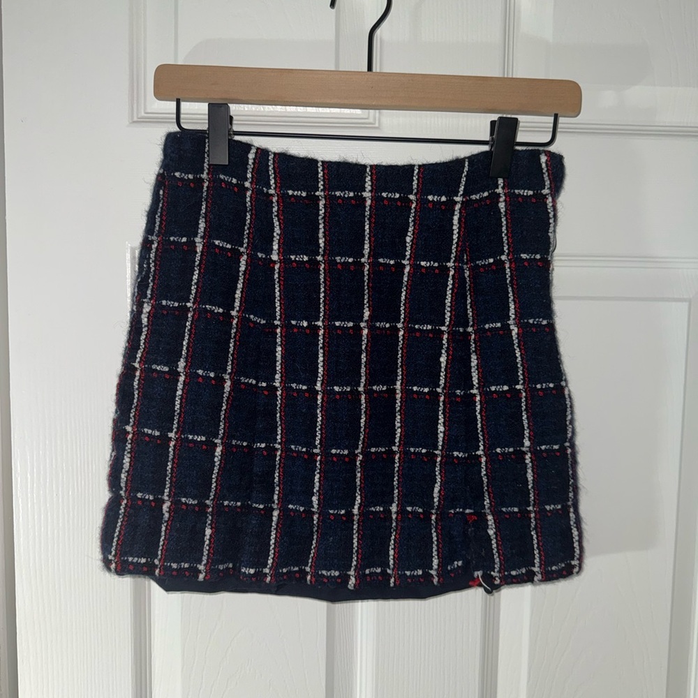 Favorite Daughter Navy and Red Plaid Mini Skirt
